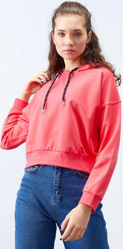 Fuşya Uzun Kol Rahat Form Kapüşonlu Kadın Sweatshirt - 97115