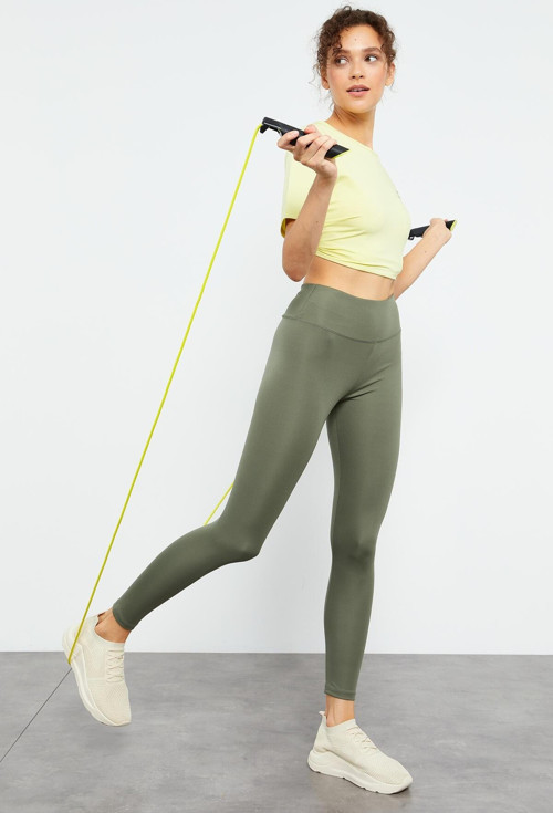 Çağla Yüksek Bel Streç Slim Fit Dar Paça Kadın Tayt - 94545