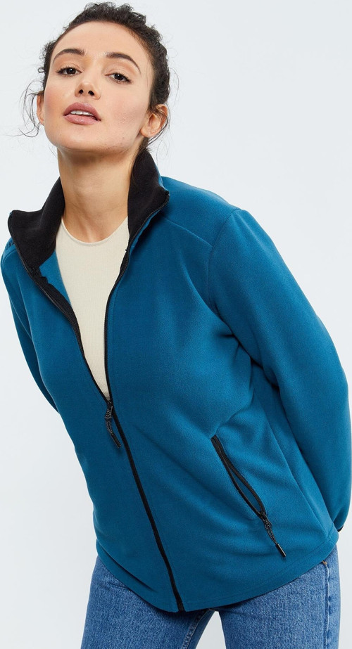 Zümrüt Dik Yaka Fermuarlı Rahat Form Kadın Polar Sweatshirt - 97173