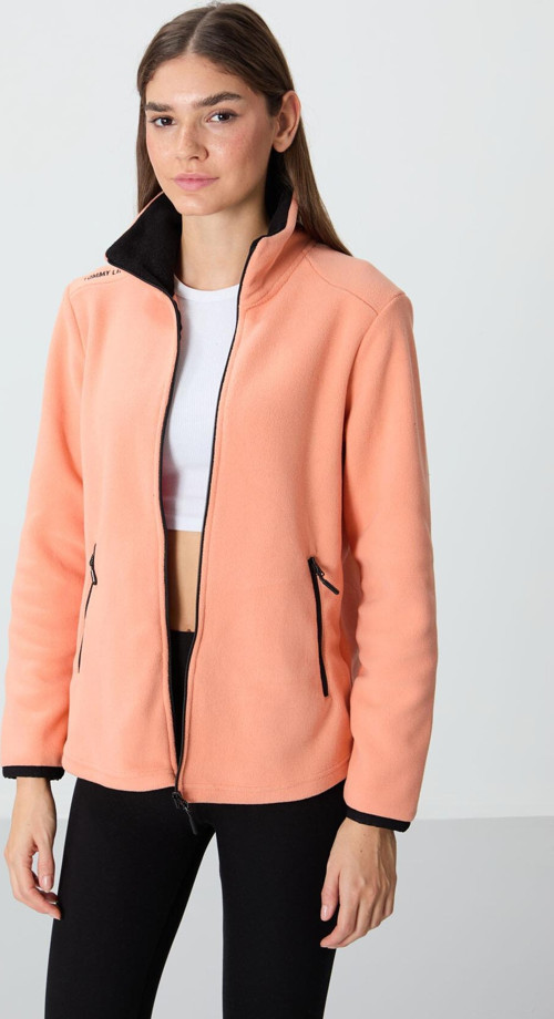 Kavun İçi Dik Yaka Fermuarlı Rahat Form Kadın Polar Sweatshirt - 97173