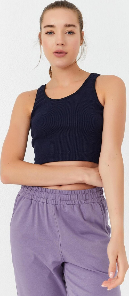 İndigo Basic Sıfır Kol Dar Kalıp U Yaka Kadın Crop Top Atlet - 97160