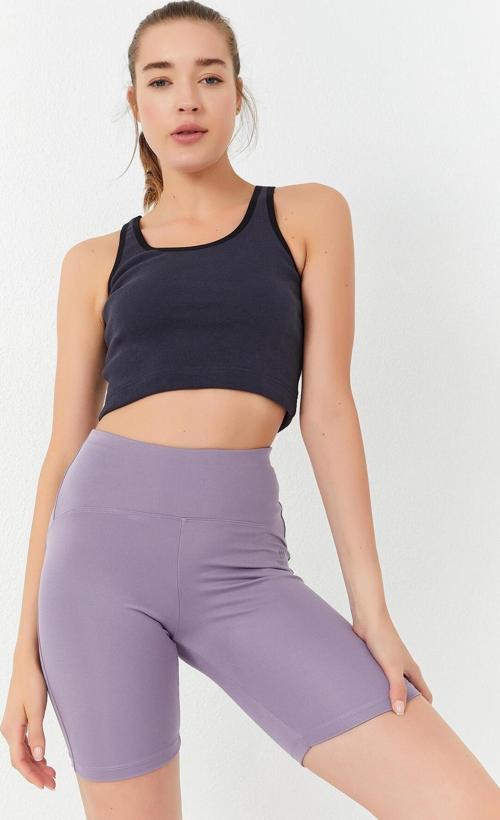 Antrasit Basic Sıfır Kol Dar Kalıp U Yaka Kadın Crop Top Atlet - 97162