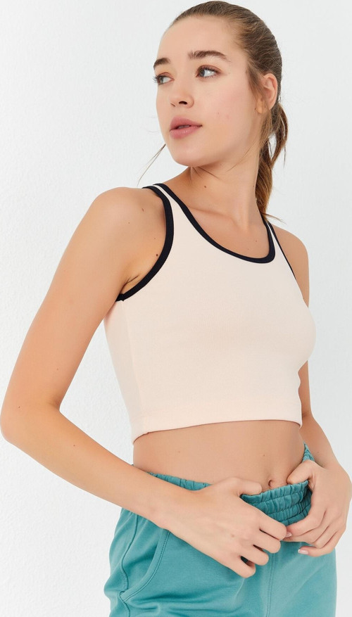 Somon Basic Sıfır Kol Dar Kalıp U Yaka Kadın Crop Top Atlet - 97162