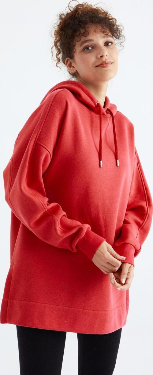 Fiesta Reglan Kol Basic Kapüşonlu Oversize Sweatshirt Tunik - 97242