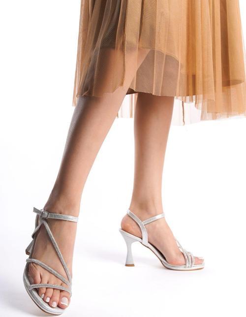 Gümüş Kadın Klasik 7Cm Topuklu Ayakkabı 2030 39