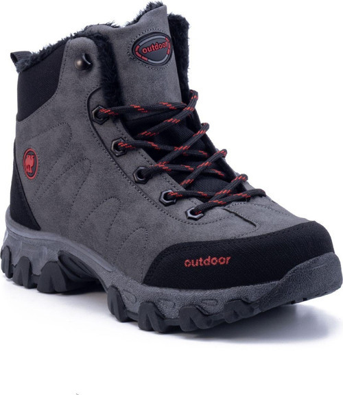 Füme Siyah Unisex Outdoor Bot Ayakkabı Kışlık Dayanıklı Kaymaz Taban Bağcıklı 4054U 46