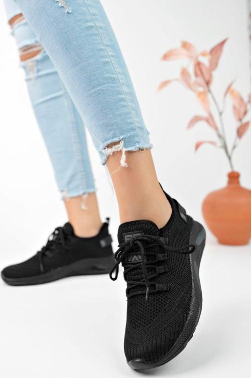 Siyah Unisex Triko Sneaker Rahat Hava Alabilen Kokusuz Spor Ayakkabı 4555 38