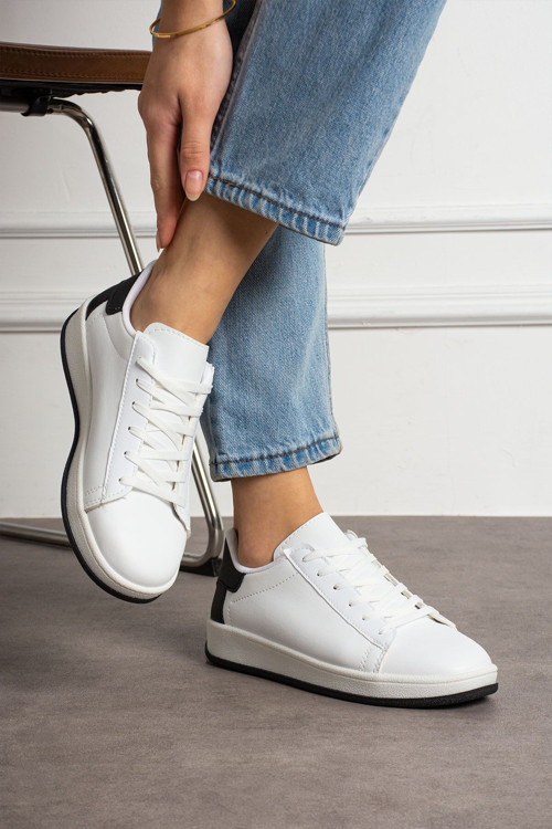 Beyaz Siyah Kadın Sneaker Aır22 40