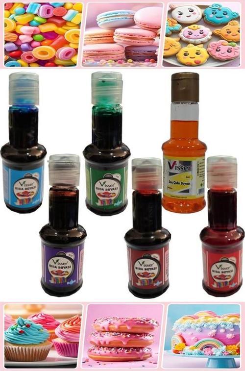 Renkli Gıda Boyası Sıvı 50 ml 6 Adet Su Bazlı Likit Renkli Sıvı Gıda Boyası Pasta Hamur Boyası Kek Fonda Yüksek Konsantr