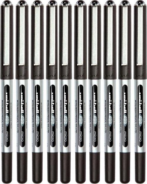 Siyah Pilot Kalem 10 Adet Uniball Eye Mikro 0.5 mm Roller Pilot Kalem Ub-150 Roller Uçlu Likit Mürekkepli Pilot Kalem