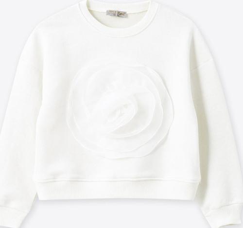 Kız Çocuk Gül Aksesuarlı Sweatshirt