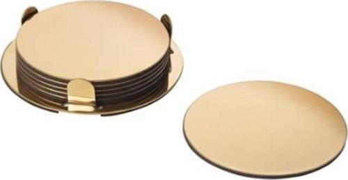 Gold Pleksi Bardak Altlığı 6 lı Set Pirinç Renk Bardak Altı