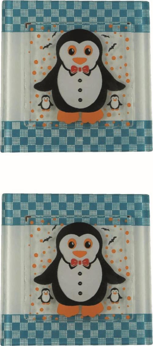 Cam Banyo Gider Kapak Süsü 2 Adet Cam Gider Kapağı 10x10 cm Penguen
