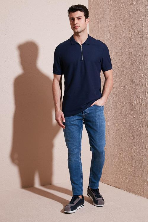 Slim Fit Normal Bel Dar Paça Jeans Erkek Kot Pantolon 1124S61NAPOLI MAVİ