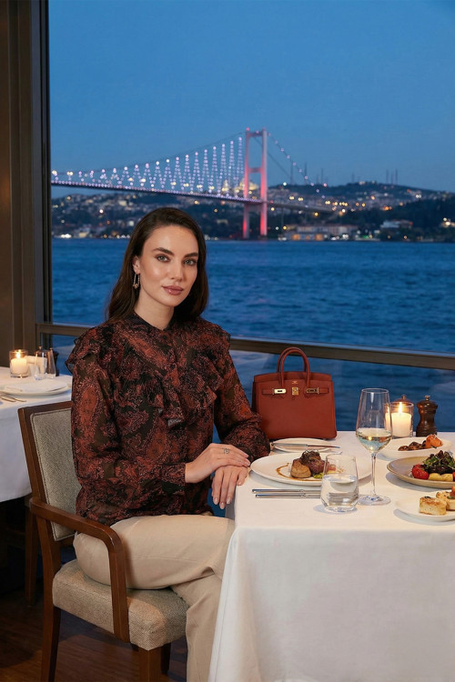 Desenli Standart Fit Hakim Yaka Şifon Bayan Gömlek 611GO00334 HARDAL