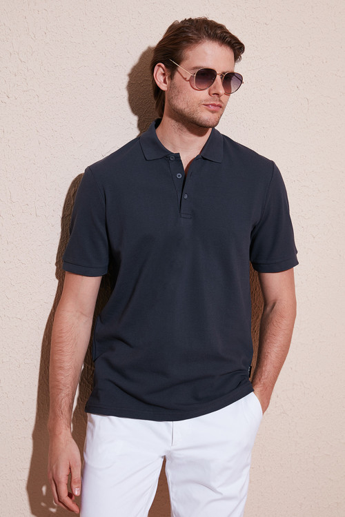Pamuklu Regular Fit Düğmeli Erkek Polo Yaka T Shirt 5902127 ANTRASİT