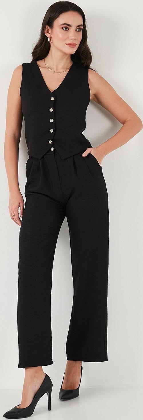 Regular Fit Bol Paça Yelekli Bayan Takım 67045162S4 SİYAH