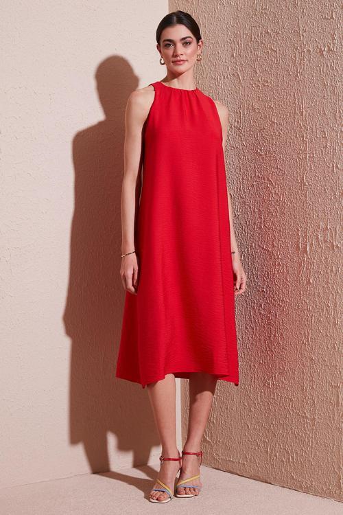 Regular Fit Halter Yaka Midi Boy Bayan Elbise 67810049 NAR ÇİÇEĞİ