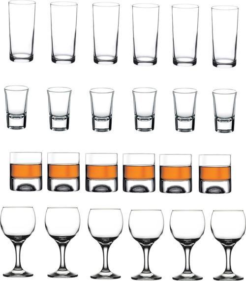 Paşabahçe bardak seti takımı 24 parça rakı viski shot bardağı kadeh seti