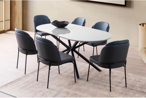 LİRONA MASA, AURA SANDALYE, SİS GRİ, 180X90