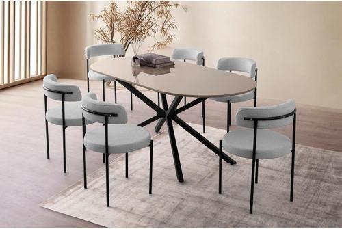LİRONA MASA, ROLLS METAL SANDALYE, SELENİTY, 180X90