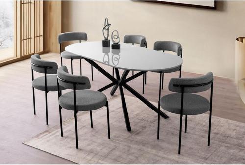 LİRONA MASA, ROLLS METAL SANDALYE, SİS GRİ, 180X90