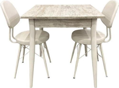 MENDEL MASA VE EYFEL SANDALYE TAKIMI, KRİSTAL, 70x70