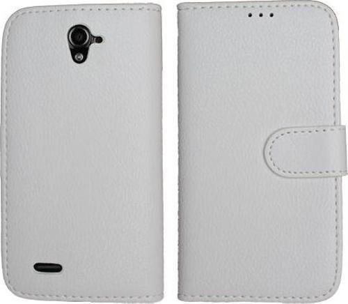 inTouch 3 ile Uyumlu Deri Kılıf Yan Model Kartlıklı Cüzdanlı Beyaz