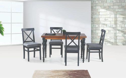 DAMLA SABİT MASA VE ÇAPRAZ DÖŞEMELİ SANDALYE TAKIMI, ANTRASİT, 125x80