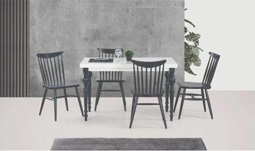 DAMLA SABİT MASA VE KIRLANGIÇ SANDALYE TAKIMI, ANTRASİT, 125x80