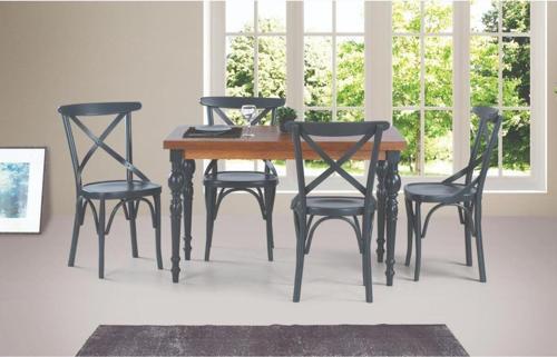 DAMLA SABİT MASA VE TONET SANDALYE TAKIMI, ANTRASİT, 125x80