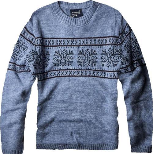 Gulf Bırd Luxry Bisiklet Yaka Yün Erkek Kazak--Mavi Karışık Dsn--