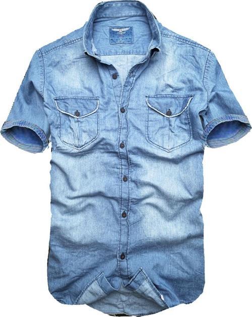 Gulf Bırd Slim Fit Nefes Alan Ince Terletmez Saf Pamuk Kumaş Kısa Kol Kot Gömlek