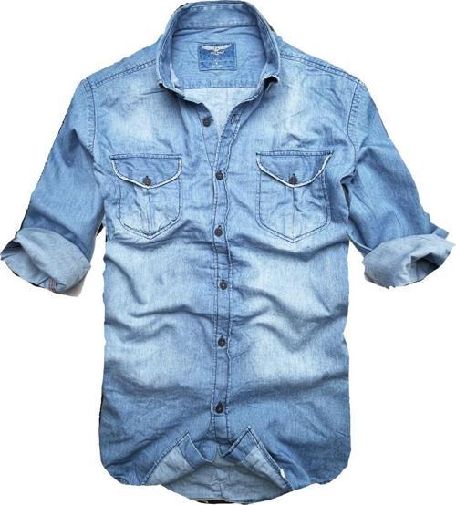 Gulf Bırd Slim Fit Saf Pamuk Denim Kumaş Kot Gömlek--Çiftcep Mavi--