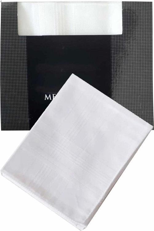 3’lü Özel Paket Premium Erkek Mendil Seti  %100 Pamuk 42x42 cm Beyaz