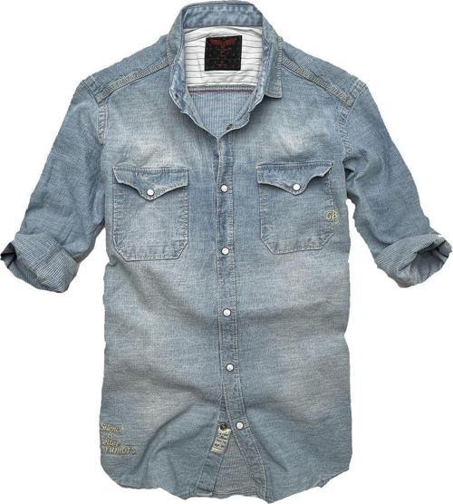 Gulf Bırd Slim Fit Likralı Esnek Kumaş Çift Cep Kot Gömlek