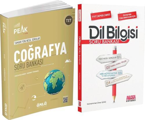 Ünlü Yayıncılık TYT Coğrafya Best Peak ve AKM Dil Bilgisi Soru Bankası Seti 2 Kitap