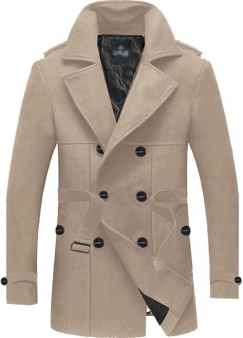 Slim Fit Italyan Kesim Ince Kaşe Kaban Trençkot ---Krem---