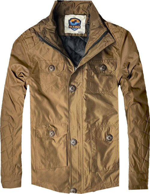 Slim Fit Suya Rüzgara Dayanıklı Kumaş Kapitone Rüzgarlıkyağmurluk --Camel--