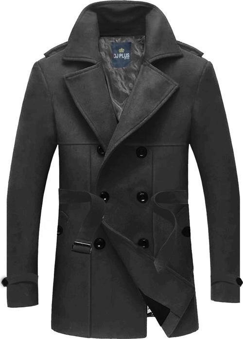 Slim Fit Italyan Kesim Ince Kaşe Kaban Trençkot --Antrasit--