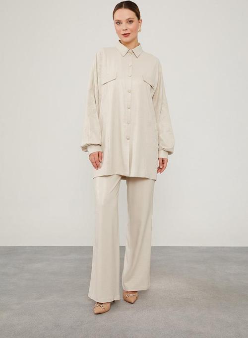 Taş Kendinden Desenli Jakarlı Takım