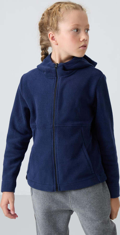 İndigo Kalın Yumuşak Dokulu Standart Fit Nakışlı Polar Kız Çocuk Sweatshirt - 75152