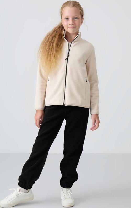 Bej Kalın Yumuşak Dokulu Standart Fit Nakışlı Polar Kız Çocuk Sweatshirt - 75154