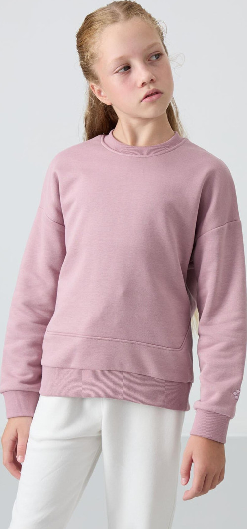 Gül Kurusu Pamuklu İçi Tüylü Yumuşak Dokulu Oversize Nakışlı Kız Çocuk Sweatshirt - 75150