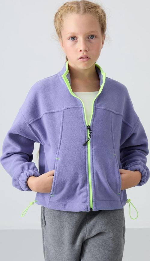 Eflatun Kalın Yumuşak Dokulu Standart Fit Nakışlı Polar Kız Çocuk Sweatshirt - 75157