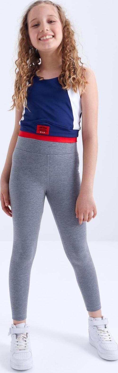 Gri Melanj Yüksek Bel Dar Paça Kız Çocuk Tayt  - 75047