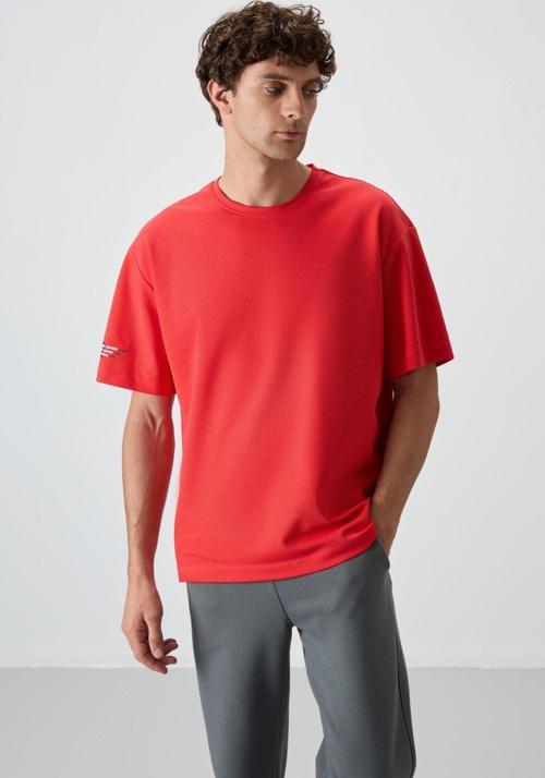 Fiesta Pamuklu Kalın Yüzeyi Dokulu Oversize Fit  Baskılı Erkek T-Shirt - 88369