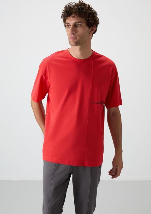 Fiesta Pamuklu Kalın Yüzeyi Dokulu Oversize Fit  Baskılı Erkek T-Shirt - 88370