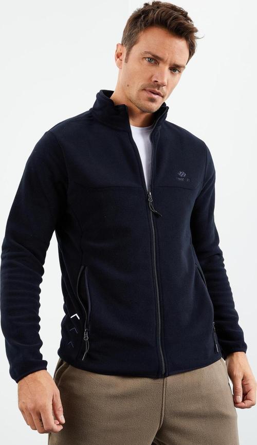 Lacivert Fermuarlı Sweatshirt Slim Fit Dik Yaka Erkek Polar - 87270