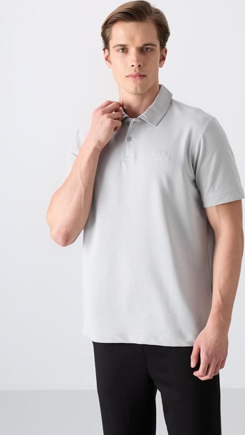 Taş Basic Logolu Standart Kalıp Triko Polo Yaka Erkek T-Shirt - 87748